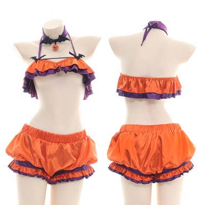 High Quality Lingerie Hot Girl Halloween Limited Set Pumpkin Bikini Pajamas