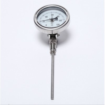 Stainless WSS-481Adjustable Customized Probe and Temperature Range Bimetal Thermometer for Pipe